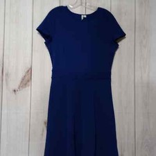 Elle Dress Ladies Medium Blue Short Sleeve Midi