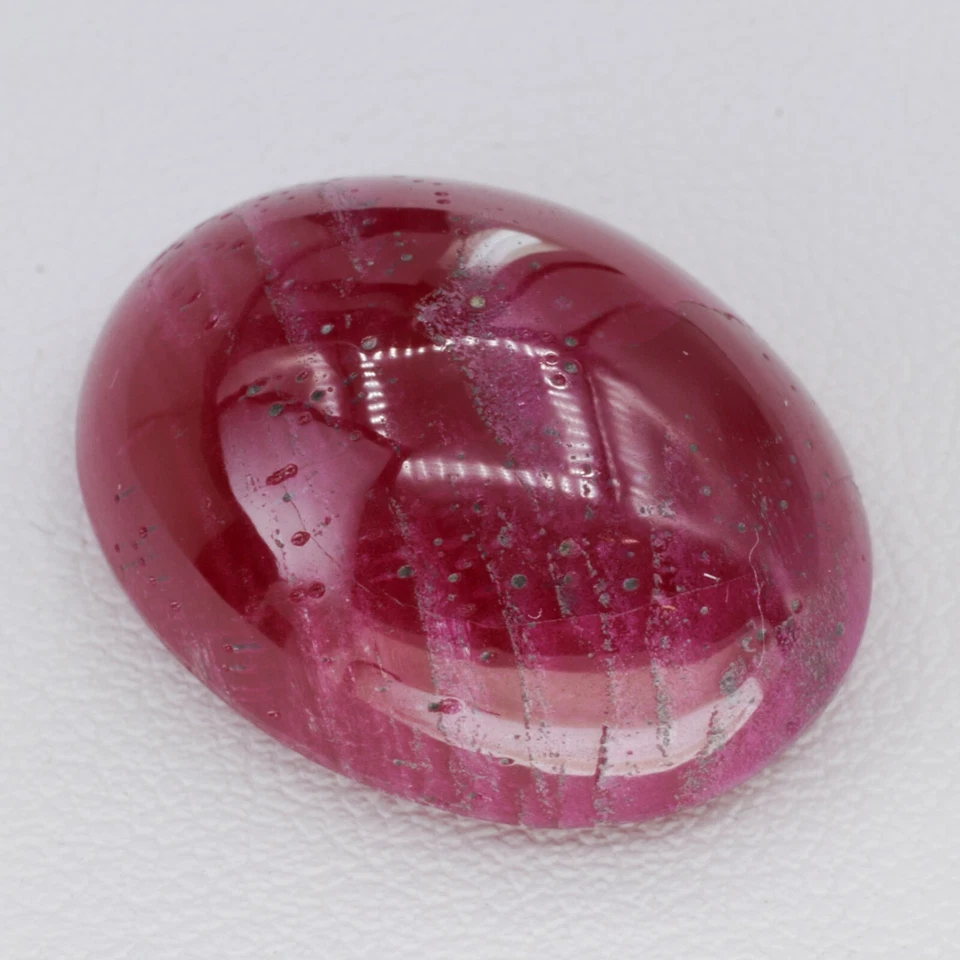 33.5ct Recrystallized Opaque Strong Red Ruby Cabochon 22x17 Lab Grown  - Image 2 of 4
