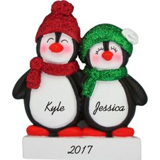 Personalized Christmas Ornament - Penguin Couple