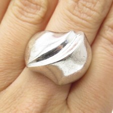 925 Sterling Silver Vintage Italy Modernist Dome Ring Size 8.75