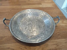 Antique Ornate EPNS Silver Plate Tapestry Platter Weidlich Brothers 3503 Flowers