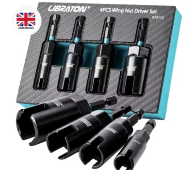 4-teiliges Flügelmutterndreher-Bit 1/4 Zoll Sechskantschaft Flügelmutterndreher-Set 9 mm 12 mm 15 mm 18 mm
