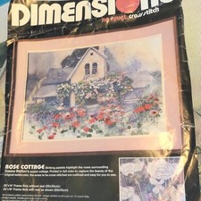 Dimensions No Count Cross Stitch Rose Cottage Complete Kit 3637 20" x 14"