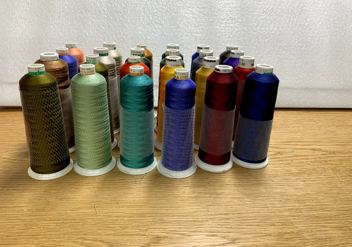 Madeira Rayon Thread Sampler set of 16 rayon embroidery threads at a
