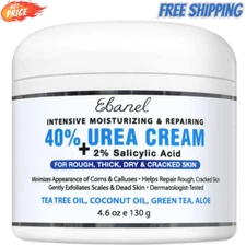 Ebanel Urea Cream 40% plus Salicylic Acid 2%, Foot Cream for Dry Cracked Feet He