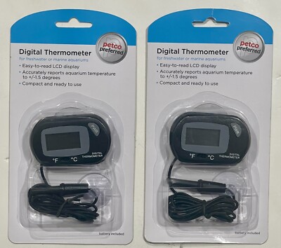 DIGITAL COMPACT THERMOMETER FRESHWATER OR MARINE AQUARIUMS (QTY 2) FISH TANK-NEW