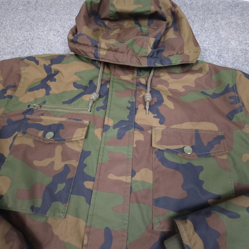Vans Jacket Men LARGE Green camouflage cargo hooded full zip windbreaker Size L - Picture 2 of 8
