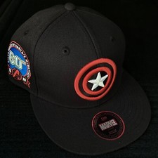 Captain America 60 Patch Youth Kids Marvel Lids Exclusive Black Snapback Cap Hat