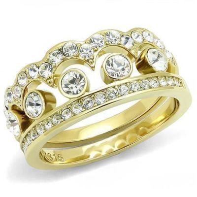 Damen Gold Bänder Vorsteck CZ Ring Hochzeit Eternity Stahl 14kt Pave 9mm 2 Stück 3123