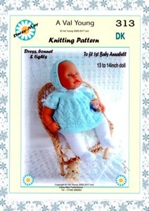 DOLLS KNITTING PATTERN no 313 for 13"-14"1st Baby Annabell ...