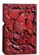 Natural Rosewood Carved Lotus Fish Lighter Box For Zippo Insert Kit(Case Only) A