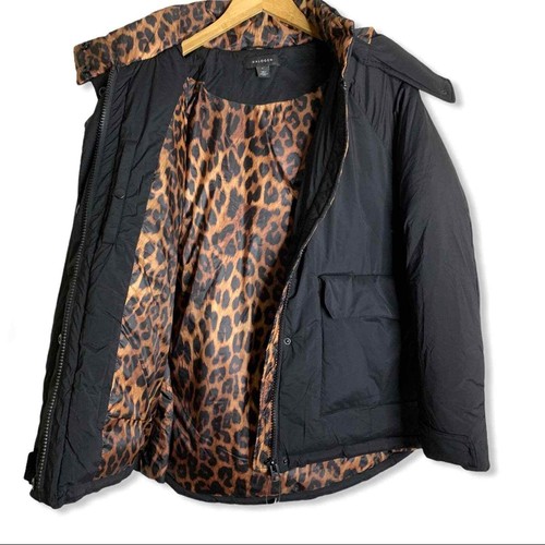 Halogen black animal contrast puffer coat Small new - Picture 5 of 10