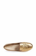 NIB Tory Burch COWLEY Smoking Slipper Flat Shoe Bronze Leather Shearling Sz 6