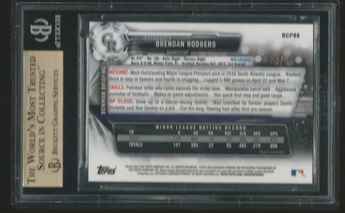 2017 BOWMAN CHROME BRENDAN RODGERS ROCKIES RC ORANGE MOJO REFRACTOR /25 BGS 9.5 - Picture 2 of 2