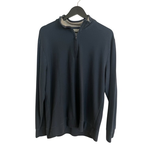 vineyard vines Saltwater Quarter-Zip Sweatshirt Pullover Navy Blue M Pima Cotton