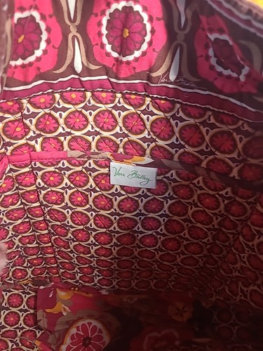 Vera Bradley gesteppte Baumwolle fuchsia Blumen große Beuteltasche Schulter Handtasche - Bild 6 von 9
