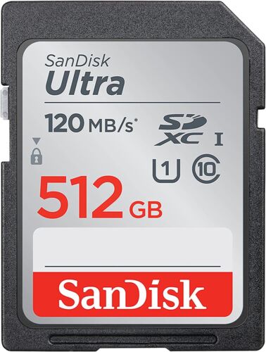 SanDisk 512GB Ultra SDXC UHS-I Memory Card 120MB/s C10 U1 Full HD SD Card - Afbeelding 1 van 6