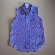 Vintage Guess Jeans Mde in USA Button Up Sleeveless Vest Cowboy Top 0808