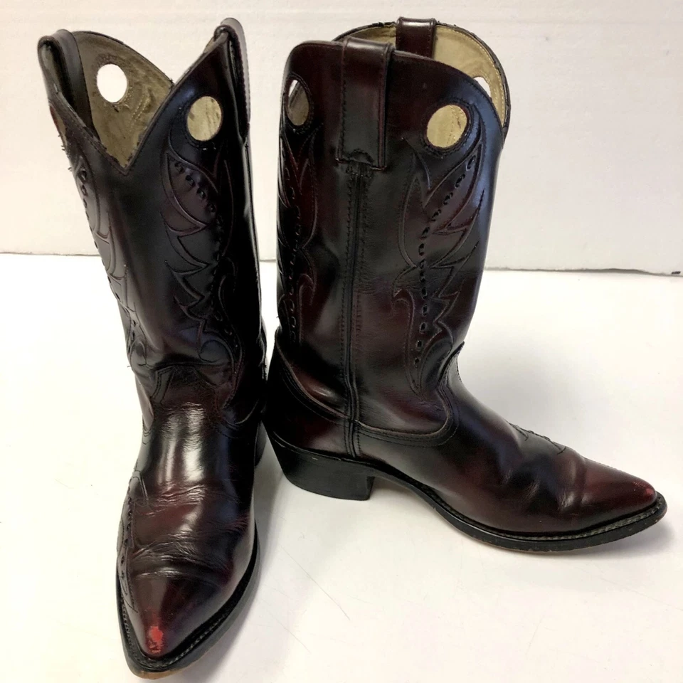 De Colección Durango Negro CEREZA Dragón Cuero Vaquero WESTERN BUCKAROO Botas Llama 9 Foto 3 de 4