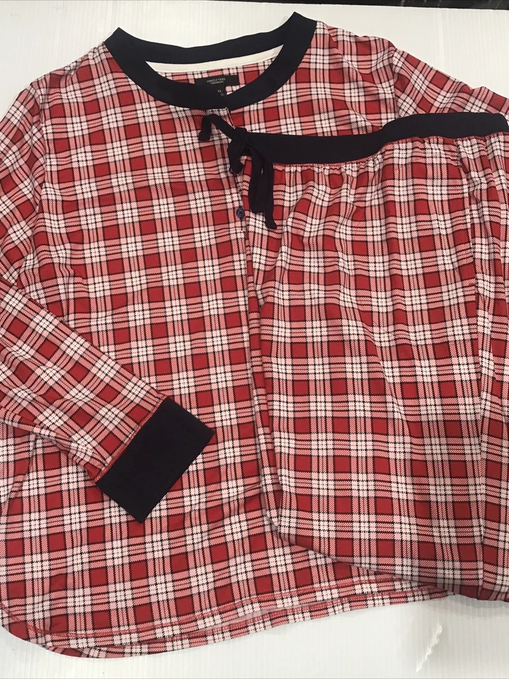 Conjunto de salón pijama tejido suave Simply Vera Wang para mujer rojo a cuadros XL Foto 3 de 4