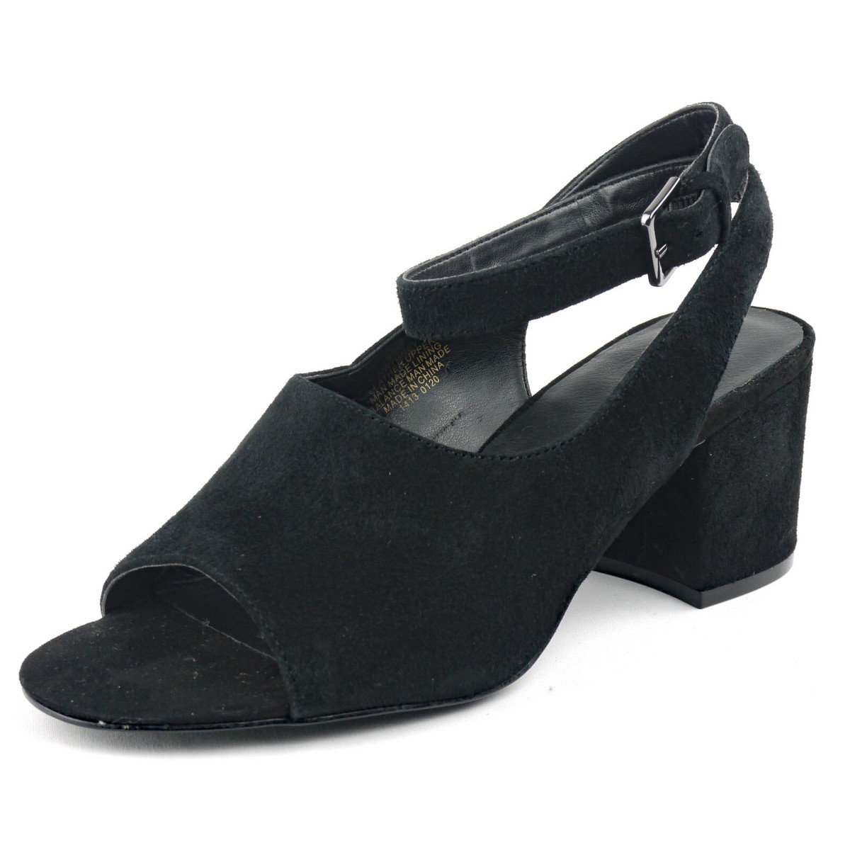 NEW NINE WEST M Peeptoe Heels WrapAround Ankle Strap Black Suede