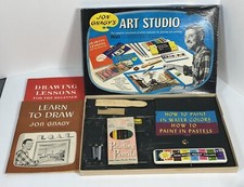 Vintage Jon Gnagy Art Studio Set Kit 3146 How To Paint Pastels Water Colors Draw