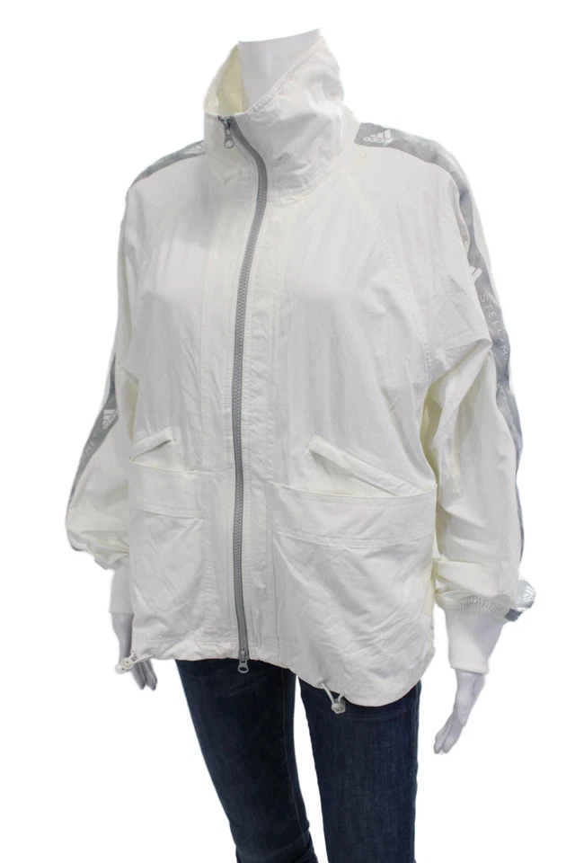 Adidas by Stella McCartney, Feminino Quebra-Vento Cordão Branco Tamanho P - Imagem 2 de 4