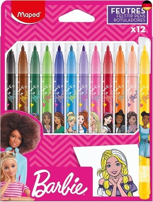 Maped - Filzstifte BARBIE x12 - leuchtende Farben - fest eingefasste, weiche