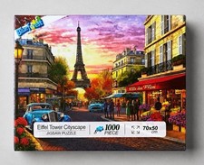 Blue Forest Eiffel Tower Cityscape 1000-Piece Architecture Jigsaw Puzzle 70x50cm
