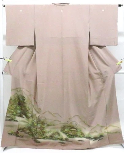JAPANESE KIMONO IROTOMESODE MAUVE 167.5cm 5 ft 6 in PURE SILK EE3639