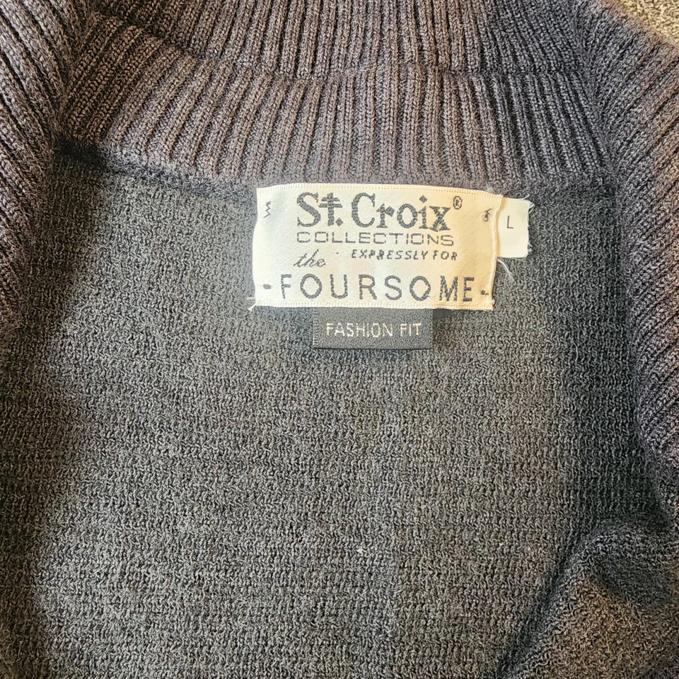 Suéter St. Croix Para Hombre L 1/4 Cremallera Manga Larga Gris/Negro Hecho en EE. UU. Foto 2 de 4
