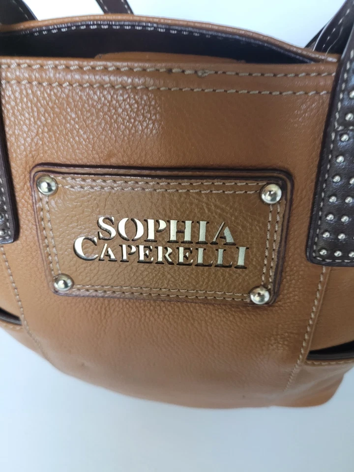 Cartera de hombro Sophia Caperelli de cuero genuino marrón para mujer Foto 2 de 4