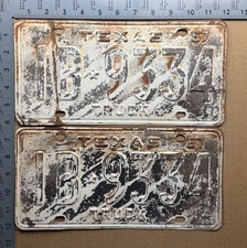 1967 Texas truck license plate pair 1B-9334 YOM DMV Ford Chevy Dodge 21947