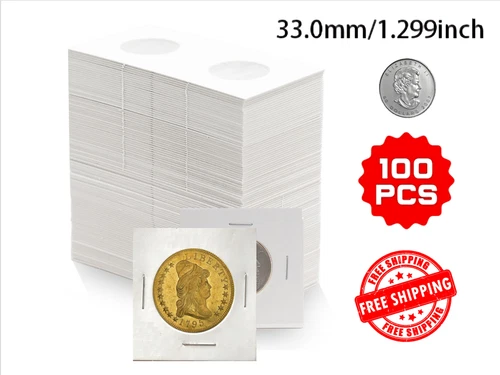 100PCS 33mm 2x2 inch Cardboard Coin Holders Flips for Capped Bust Gold Eagle