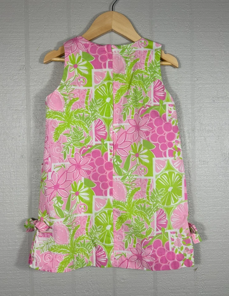 LILLY PULITZER White Tag Girls 4T Pocket Shift Dress Juice Stand Elephant Pink - Image 2 of 4
