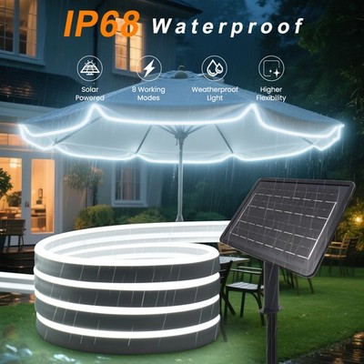 Solar Neon LED Strip Streifen 2835SMD Lichterkette Band Leiste Wasserdicht Außen