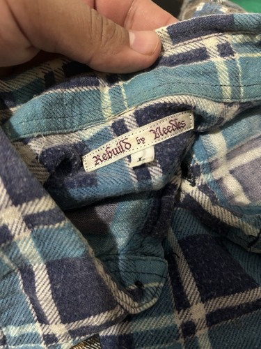 Rebuild by NEEDLES Mens Size Large Japan Made Flannel Button Up Shirt 7 Cuts - Picture 7 of 8