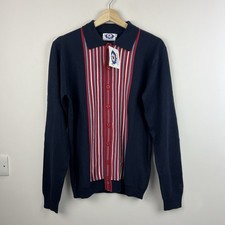 Madcap England Polo Cardigan Mens 38 Medium Slim Knit Sweater 70s Mods Terraces