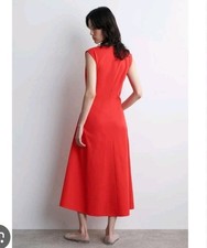 cos red dress sale Gathered Cotton Midi Dress
