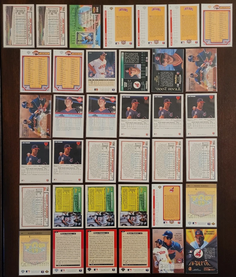 Tarjetas de béisbol Jim Thome Manny Ramírez; Lote de 37; RC/Indios; Rango del año 92-95 Foto 2 de 2