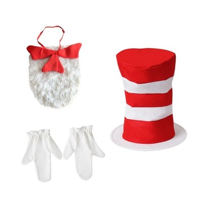 Halloween Red White Hut Top Hat Kostüm Set für Karneval -Themenpartys