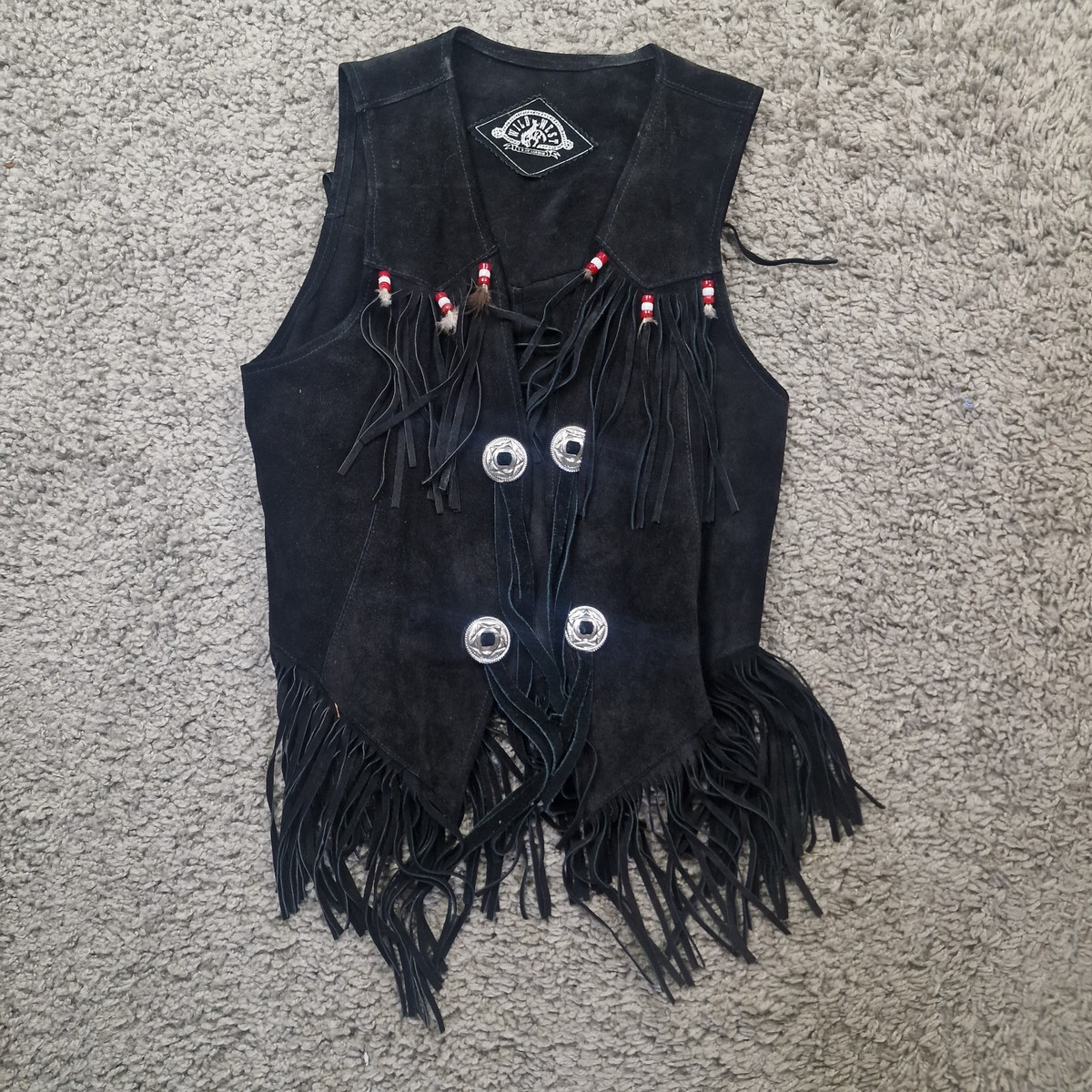 Western Waistcoat and Skirt Set Suede Black Mordex Womens Medium Waist 28 View 4