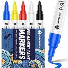Aurobliss Permanent Paint Markers 2-3MM, Oil Based Paint Pens for Metal, Plas...