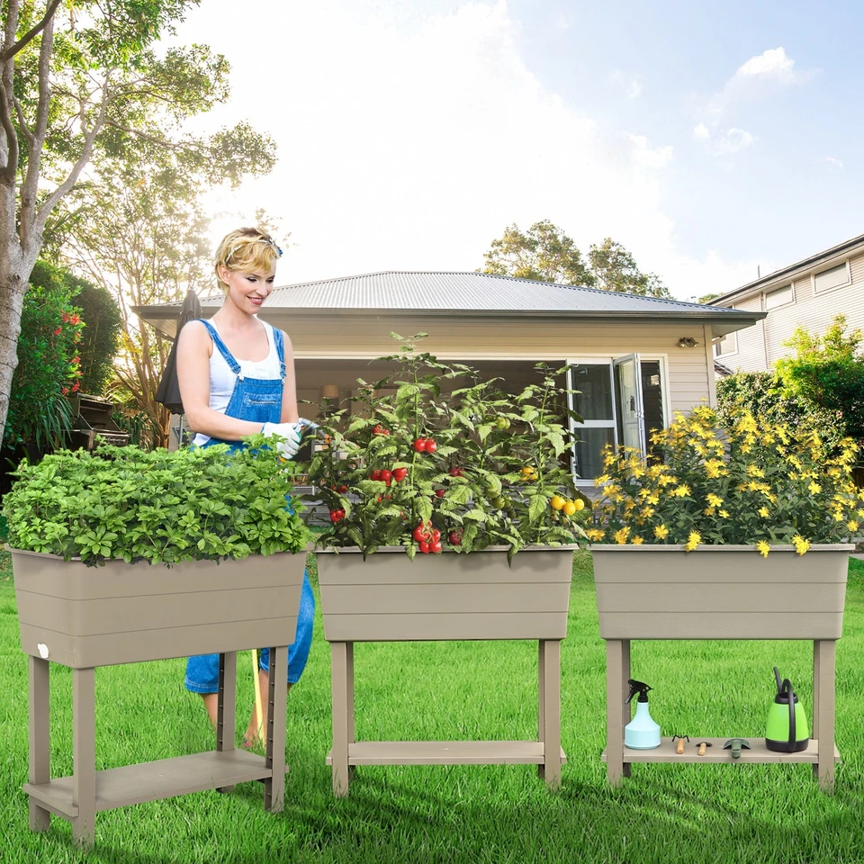 3Pcs Raised Garden Bed Elevated Standing Planter Box Self Watering with Bottom - Image 3 of 4