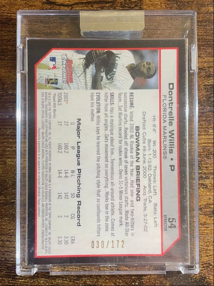 2004 Bowman Chrome DONTRELLE WILLIS XFractor #54 - Image 2 of 2