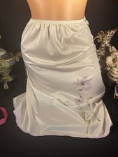 Vtg Silky Wedding Shiny Slip Half Slip Lace Slip Pin Up Flower lace Slip