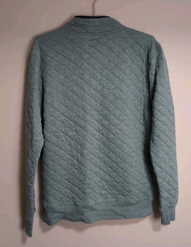 Faherty Sweater Mens Epic Quilted Fleece Snap Button Pullover Green Sz Small - Picture 3 of 9