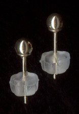 14K Fine Solid Yellow Gold 3mm Round Bead Ball Stud Earrings lf