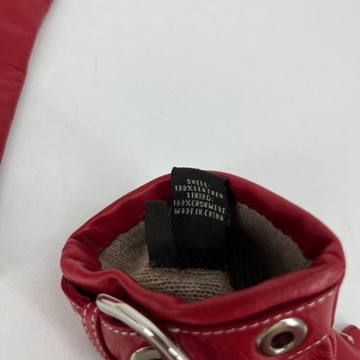 Coach Leather & Cashmere Gloves Women's Size 7.5 Red Buckle Soft 5