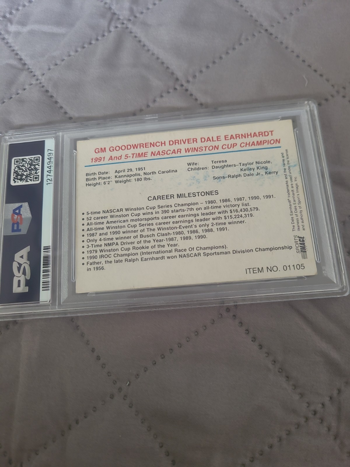 1992 Racing Champions Dale Earnhardt PSA 2 Graded Card view 8